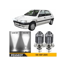 Peugeot 106 1991-2004 Uyumlu Mercekli Far Ampulü Led Xenon Beyaz Renk Far Şimşek Etkili Csp Led Lamba Uzun Kısa 2 Adet Takım