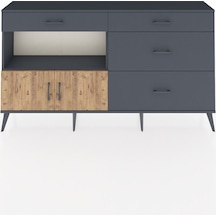 Arges Konsol Tek Raflı 4 Çekmeceli 2 Kapaklı 176x30x99 Antrasit-ç Antrasit-çam/antrasit
