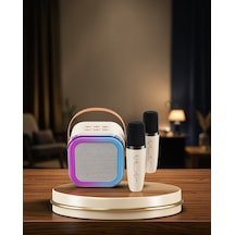 Bluetooth Karaoke Hoparlör Renkli Led Işıklı Type-c Şarjlı