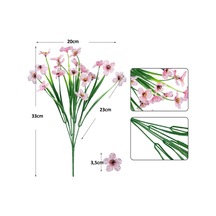 12li Set Yapay Çiçek Sazlı Mine Pembe Renk 5 Dallı 33cm
