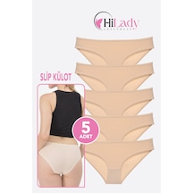 Kadın Külot, 5li Paket Karışık Renkli Slip Külot Rahat Pamuklu Yumuşak Kumaş Ten