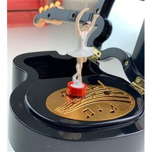 Mobgift Gitar Kurmalı Müzik Kutusu Koyu Kahverengi