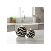 Dekoratif Zebra Desen 2'li Küçük Ve Büyük Ev Ofis Hediyelik Modern Dekorasyon Obje.mumlar Dahildir. Siyah