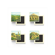 Malatya - 4'lü Memleket Seti - Baskılı Buzdolap Magneti Kare - 9x9 Cm - 4 Adet