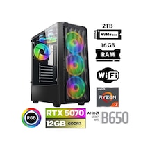 Xaser Thunder X70 R7-7700 16 GB 2 TB M.2 NVMe SSD 12 GB RTX5070 Free Dos Masaüstü Oyuncu Bilgisayarı