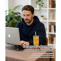 Miley Masa İçin Taşınabilir Katlanabilir Dizüstü Bilgisayar Standı, Katlanabilir Ergonomik, 8 Seviyeli Yükseklik, 13-17 İnç Dizüstü Bilgisayarlar, Alüminyum Yapı, Tripod Uyumlu, Taşınabilir, Saklama