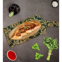 Bk Gift Retro Motif Tasarımlı Dikdörtgen Şeklinde Doğal Ahşap Servis Ve Sunum Tabağı Model 8