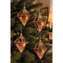 Yılbaşı Ağacı Süsü Kahverengi-gold Elmas 12 Cm 4lü Diğer