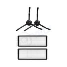 Roborock Qrevo Maxv / Qrevo Pro / Qrevo S Siyah Uyumlu Hepa Filtre Ve Yan Fırça-4 Parça
