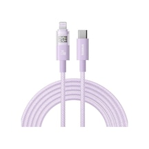 Rogfer Baseus Ekran 20w Type-c - 8 Pin Hızlı Şarj Kablosu, Uzunluk: 2m Mor