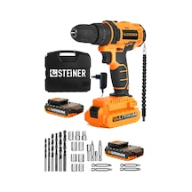 Steiner 58 V 5 Ah Darbesiz Metal Şanzıman Çift Lithium Akü Şarjlı Vidalama Matkap + 24 Parça Set