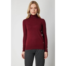 On Fashion Kadın Boğazlı Bordo Kazak 63503 Bordo