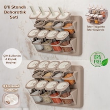 Porsima 1116 Standlı Kaydırmalı Kaşıklı Baharatlık Seti Cappuccin Cappuccino