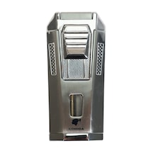 Cohiba Çift Torch Pürmüz Delicili Gümüş Metal Puro Çakmağı - Tr9473