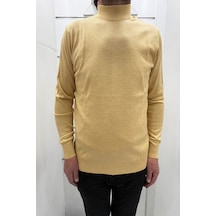 Santa Dmctekstil Erkek Snt-004 Düz Spor Kesim Normal Kalıp Yarım Balıkçı Yaka Kışlık Yünlü Kazak Camel