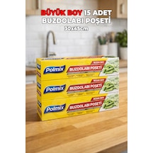 15 Adet Büyük Boy Buzdolabı Poşeti - Ekstra Sağlam - Sızdırmaz - Buzluk Poşeti - 30x45cm