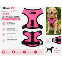 Köpek Göğüs Tasması L Beden 65-85 Cm Nefes Alabilen File Reflektörlü - Pembe Çok Renkli