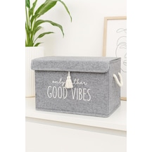 Keçe Çok Amaçlı Kapaklı Düzenleyici Kutu 35 X 24 X 24 Cm Mini, Gri