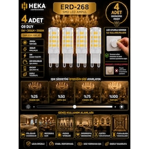 4 Adet Heka 5w Günışığı 3000k G9 Duylu Dim Edilebilir Led Kapsül Ampul