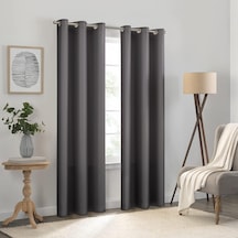 Kendall Düz Dokulu Karartma Termal Yalıtımlı Astar Gromet Pencere Perdesi Yatak Odası İçin 1 Panel , 106,68 Cm X 213,36 Cm, Kömür Rengi