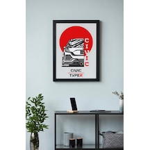 Honda Civic Type-r Ahşap Çerçeveli Poster Tablo Hot Hatch