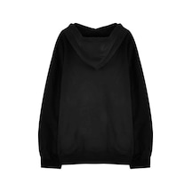 Startmore Adrift Unisex Siyah Cec Baskılı Oversize Kapüşonlu Hırka Siyah