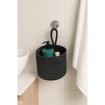 Asep Askılı Halat El Dokuma Banyo Sepeti 25x20cm Duvara Asılabilir Çok Amaçlı Düzenleyici Ve Saklama Antrasit