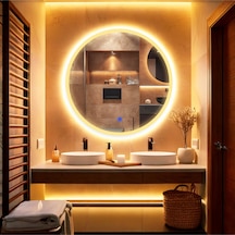Orbit Led'li Kumlamalı Lavabo & Banyo Aynası Dokunmatik Sensörlü 60 X 60 Turuncu