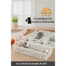 4'lü Modüler Kaşıklık Seti - Mutfak Düzenleyici Çekmece İçi Organizer Bıçaklık Kepçelik Plastik Beya Diğer