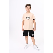 Toontoy Kids Toontoy Erkek Çocuk Baskılı Şortlu Takım Bej