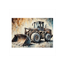 İnşaat Ve Dozer Art Mdf Poster