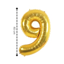 Folyo Balon 9 Rakamı Helyum Balon 40 Cm Altın Renk