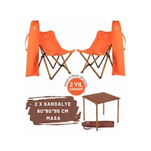 Bag The Joy Ahşap Masa Sandalye Seti Kahve-turuncu- 60 60 55cm Kahverengi - Turuncu