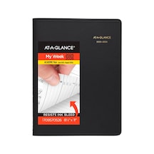 Planner 2025-2026 Akademik, Haftalık, Çeyrek Saatlik Randevu Defteri, 8-1/4" X 11", Büyük, Esnek Kapak, Siyah 7095705 Çok Renkli