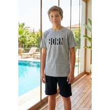 Remsa Genç Erkek Çocuk Kısa Kol Şortlu Pijama Takımı 4353 Gri03