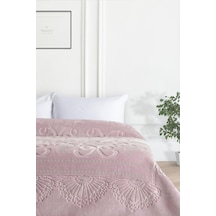 Merinos Pırıltı Embos Çift Kişilik Battaniye Pudra 220 x 240 Pudra
