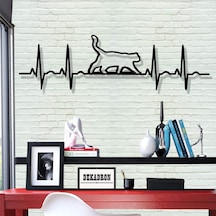 Ayrex Metal Duvar Sanatı - Ekg Cat -3d Duvar Silueti Metal Duvar Dekoru Ev Ofis Dekorasyonu Yatak Odası Oturma Odası Genel