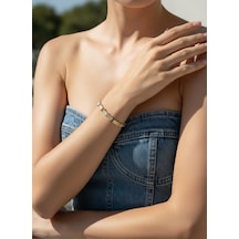 Valmont Accessories Kadın Gold Renk Renkli Baget Taşlı Dokulu Bileklik