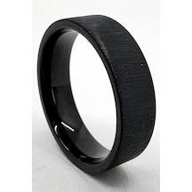 6mm Fırçalanmış Mat Düz Kadın Erkek Çelik Alyans Yüzük Cl46 Siyah