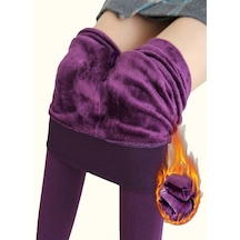 Mistirik İçi Pelüşlü Tüylü Sıcak Tutan Külotlu Çorap İnceltici Fit Çorap Mor Renk