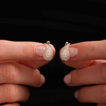 Sembol Gold Altın Drop Küpe 1.5 Cm Taşlı