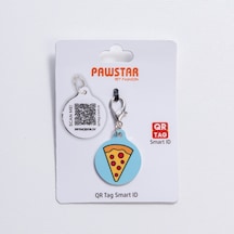 Pizza Desenli Qr Tag Evcil Hayvan Künyesi İsimlik Pet Tag Köpek Künyesi Kedi Künyesi Qr Kodlu Künye Turkuaz