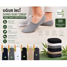 Uğur İnci Erkek Bambu Babet Çorap Dikişsiz Yumuşak 3'lü Paket Siyah