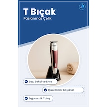 T Bıçak Saç Sakal Ense Tıraş Makinesi Paslanmaz Çelik Kontur Düze