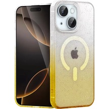 Newface Apple Uyumlu İphone 14 Pummel Shiny Magsafe Kapak - Gold Altın