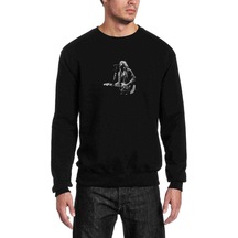 Kurt Cobain Baskılı Siyah Erkek Sweatshirt
