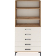 Arges Dolap 3 Raflı 5 Çekmeceli 88x30x182 Çam-aytaşı Çam