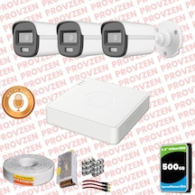 Provzen Hikvision 3'lü Full Hd Güvenlik Kamerası Set 7/24 Renkli, Mikrofonlu, Olay Anında Bildirim