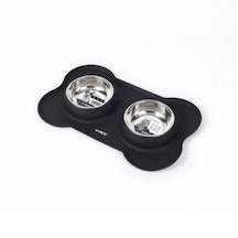 M-pets Duet Silikon Mat Kedi Ve Köpek Mama Ve Su Kabı 400ml Siyah