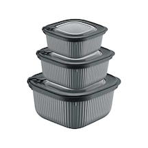 Dünya 30906-999 Mikro Line Kare Saklama Kabı Seti 3'lü - 600, 1100 Ve 1800 Ml, Mikrodalgada Kullanılabilir- 12'li Paket Diğer